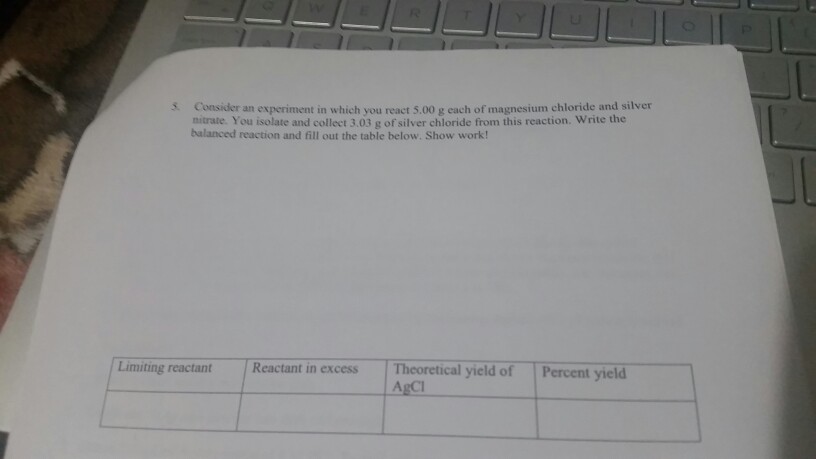 Solved s Consider an experiment in which you react 5.00 g | Chegg.com