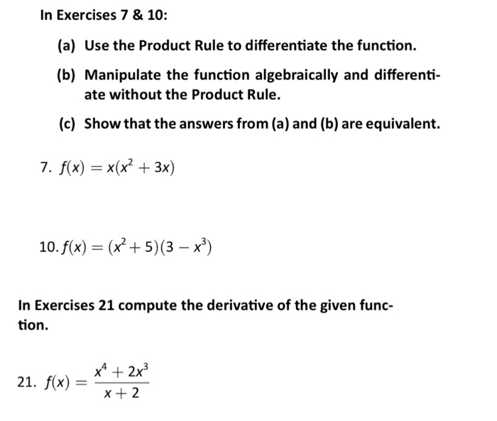 Solved In Exercises 7 & 10: Use the Product Rule to | Chegg.com