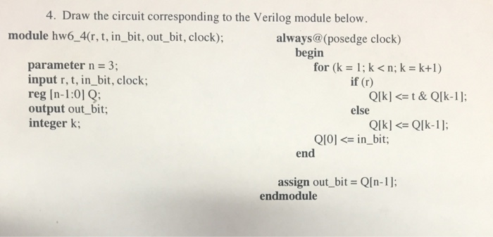 Solved Draw the circuit corresponding to the Verilog module | Chegg.com