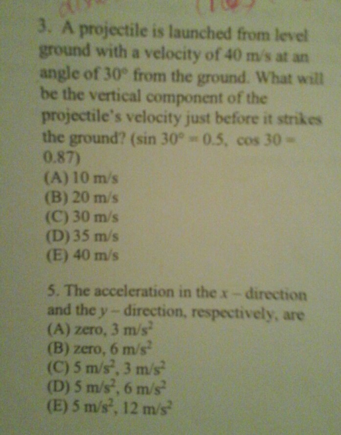 Solved 3. A projectile is launched from level ground with a | Chegg.com