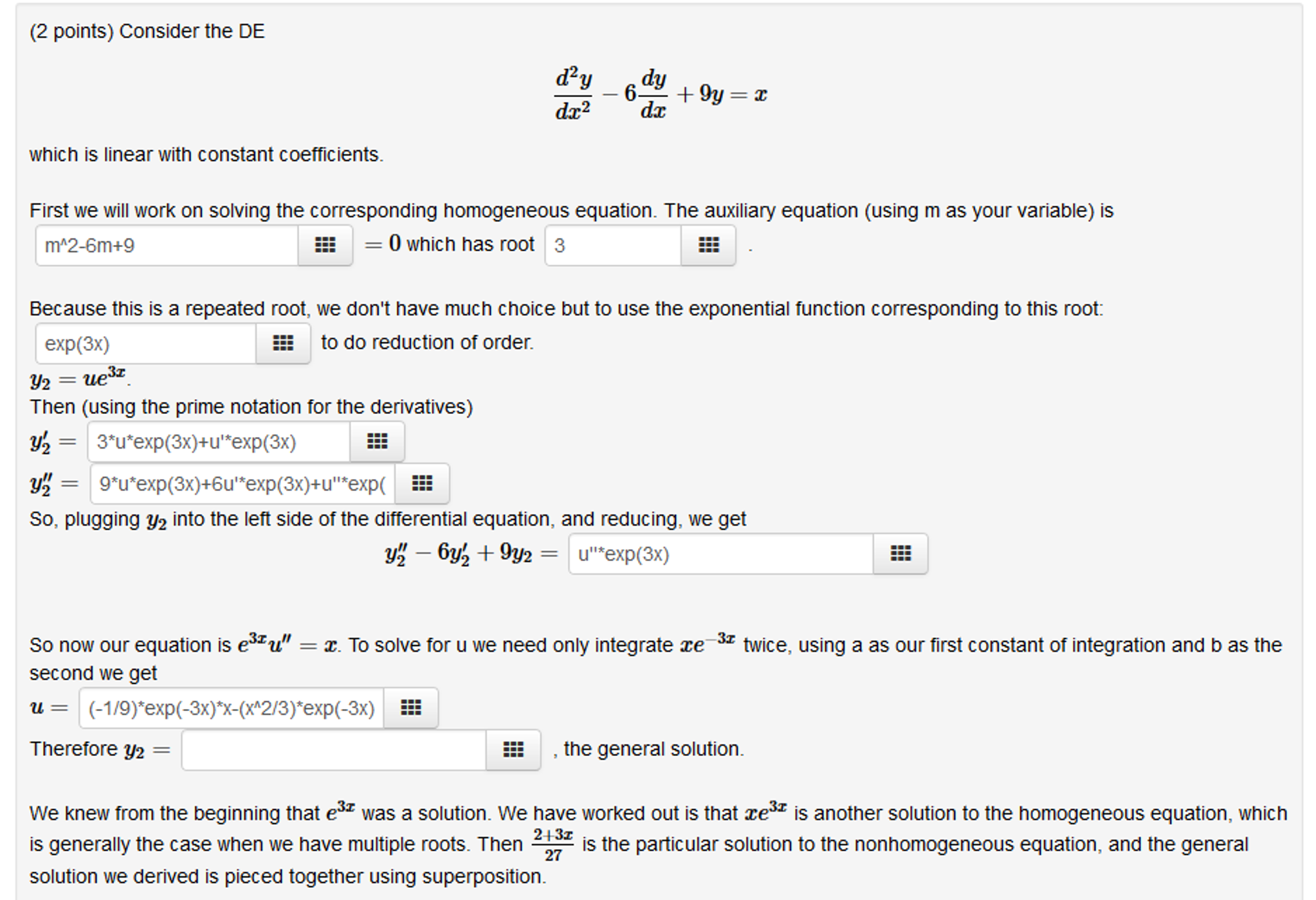 Solved Consider The DE D 2y dx 2 6 Dy dx 9y X Which Is Chegg