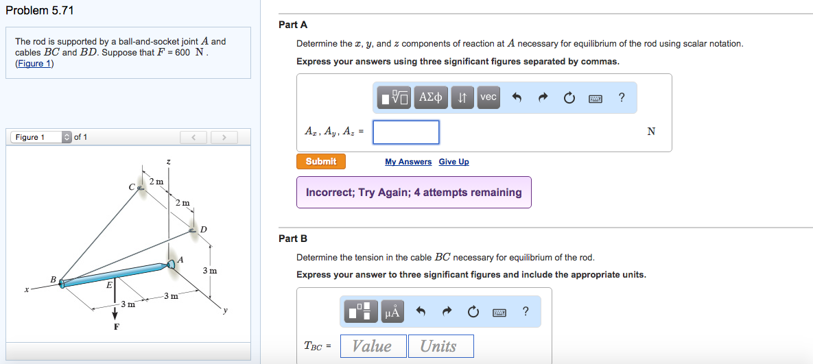 Solved Part C:Determine the tension in the cable BD | Chegg.com