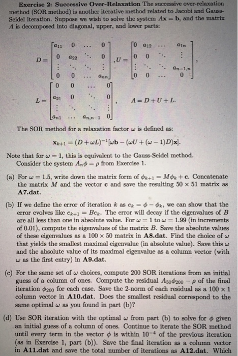 Successive Over-Relaxation The Successive | Chegg.com