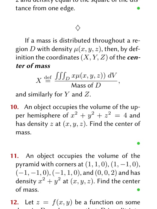 Solved If a mass is distributed throughout a region D with | Chegg.com