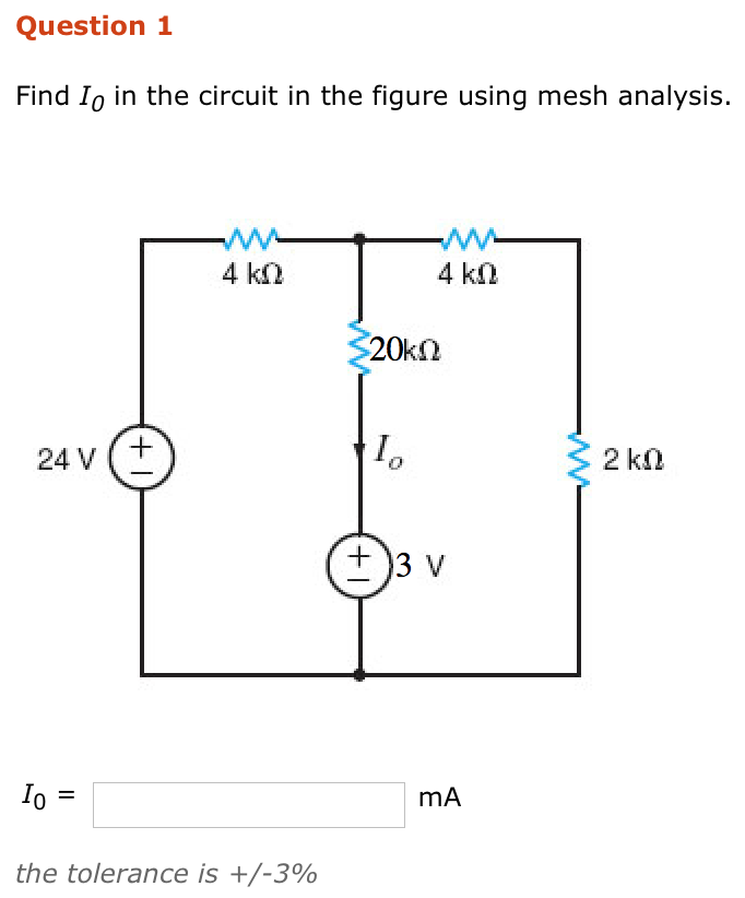 Solved Question 1 Find Io in the circuit in the figure using | Chegg.com