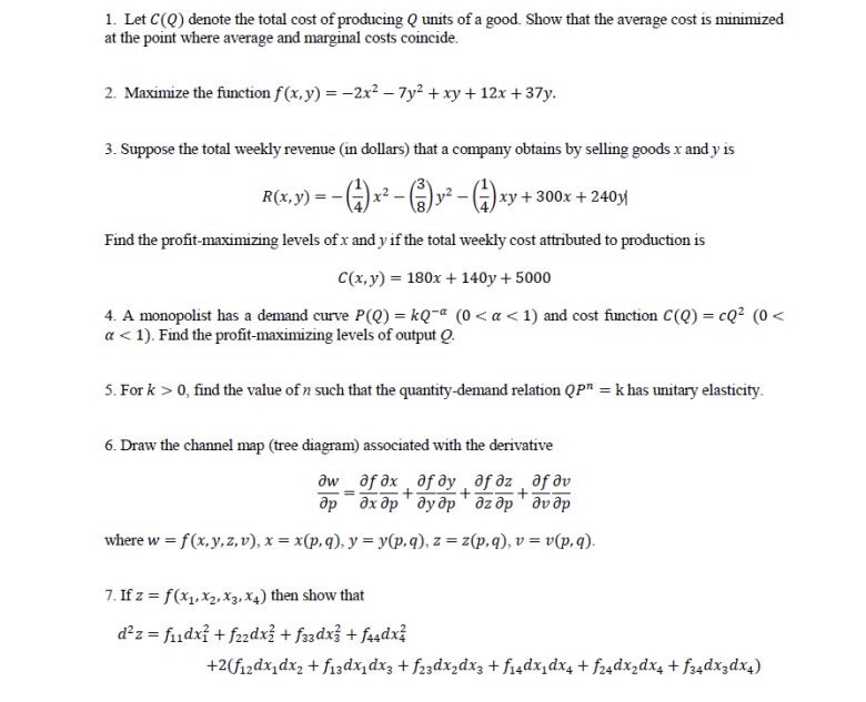 Solved Let C Q Denote The Total Cost Of Producing Q Units