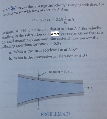 Solved In this flow passage the velocity is varying with | Chegg.com