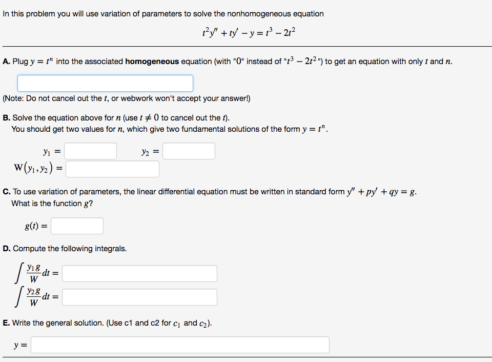 Solved In this problem you will use variation of parameters | Chegg.com