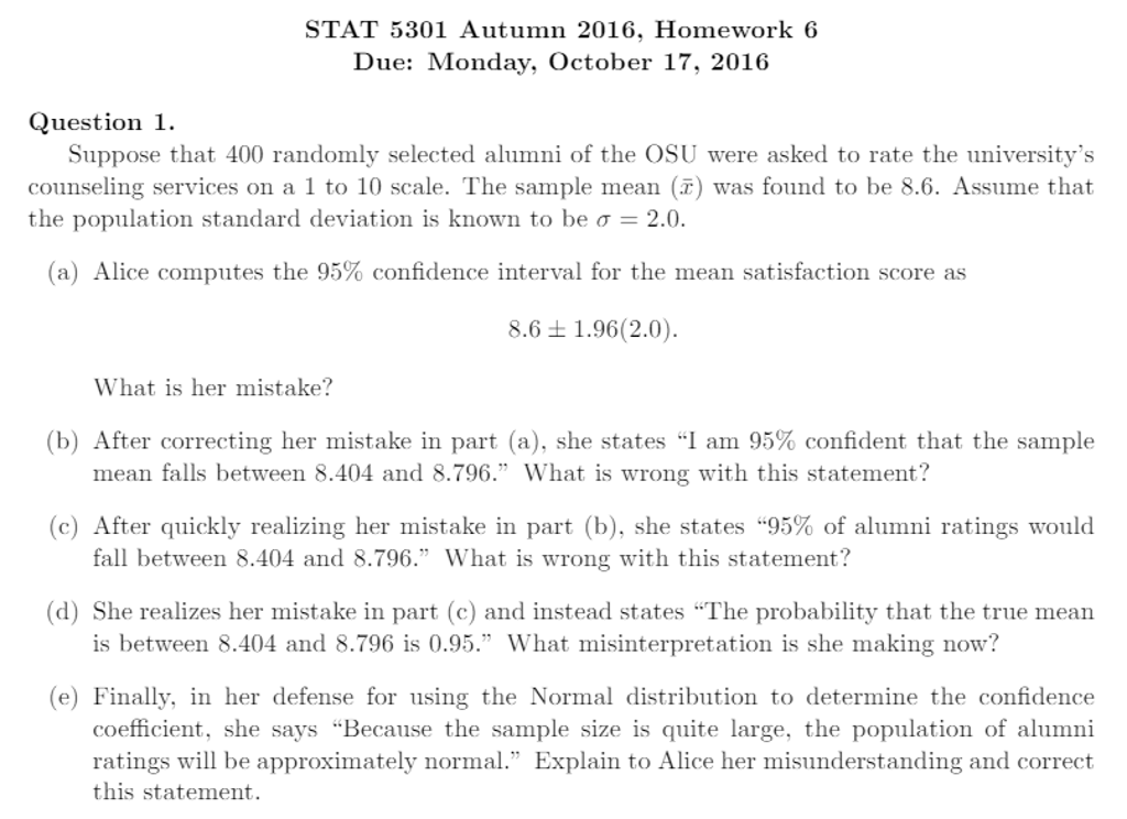 Solved Suppose that 400 randomly selected alumni of the OSU | Chegg.com