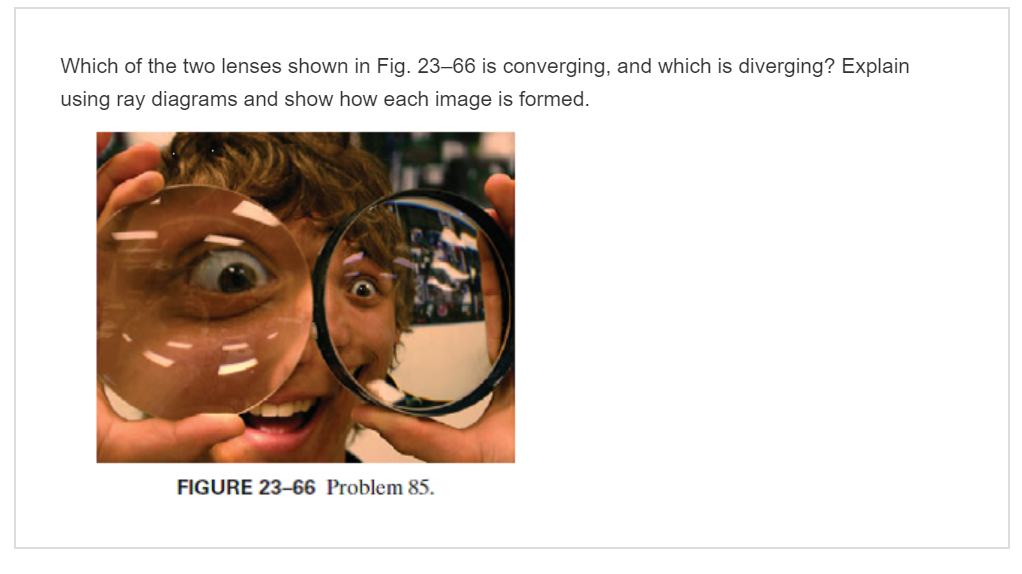Solved Which of the two lenses shown in Fig. 23-66 is | Chegg.com