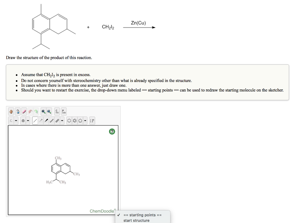 Solved Zn(Cu) + CH22 Draw the structure of the product of | Chegg.com