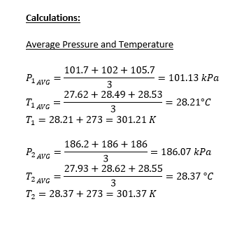 Solved Results: Constant Temperature Volume (cc) 40 101.13 | Chegg.com