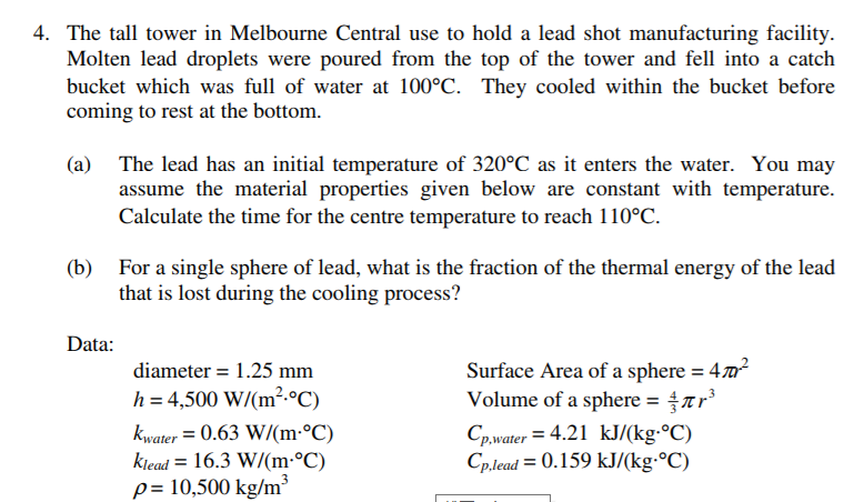 Solved 4. The tall tower in Melbourne Central use to hold a | Chegg.com