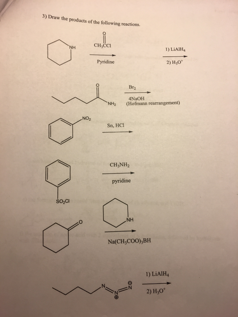 Ch3cc Solved 3) Draw the products of the following reactions. NH | Chegg.com