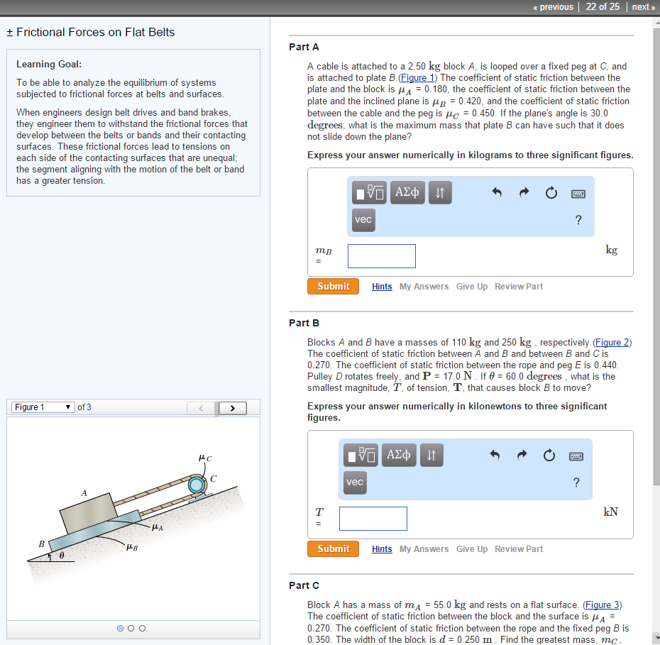 Solved: « Previous | 22 Of 25 | Next» ± Frictional Forces ... | Chegg.com