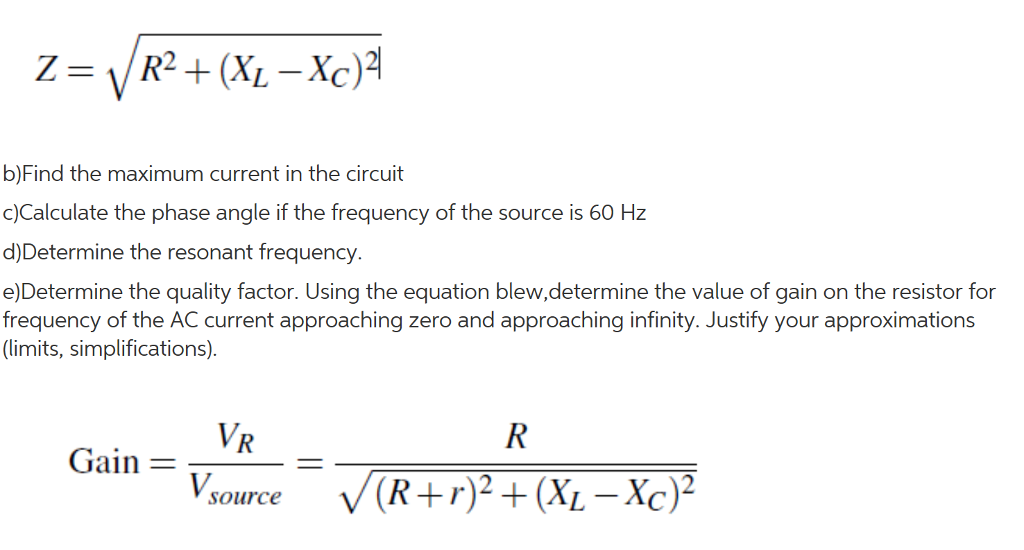 Solved Draw an RLC circuit with resistor (R=425 Ohms),
