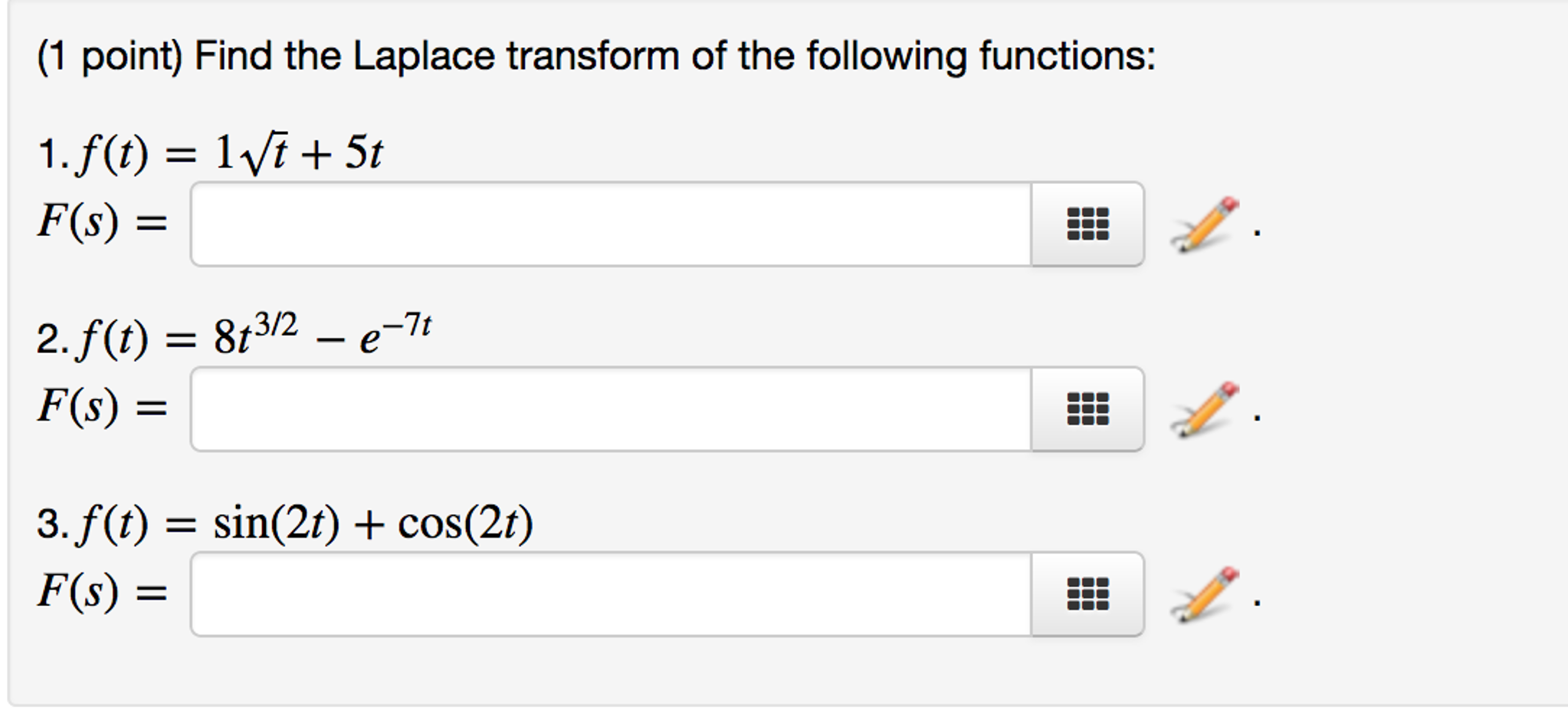 Solved Find The Laplace Transform Of The Following Functi