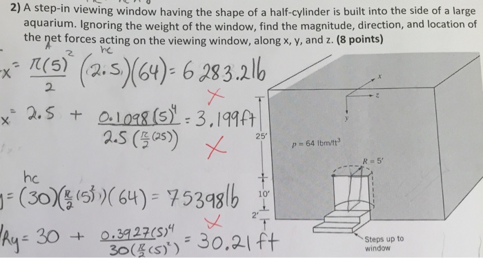 Solved A step-in viewing window having the shape of a | Chegg.com