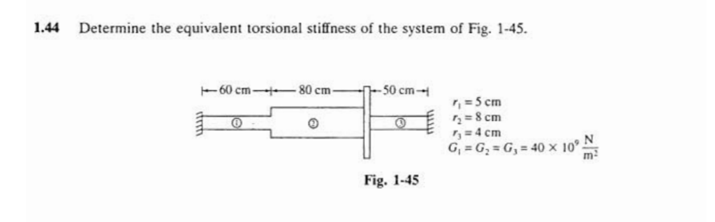 Solved 1.44 Determine the equivalent torsional stiffness of | Chegg.com