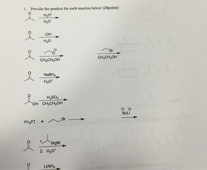 Solved Provide the product for each reaction below | Chegg.com