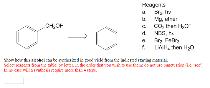 Solved Reagents A. Br2, Hv B. Mg, Ether C. CO2 Then H30 D. | Chegg.com