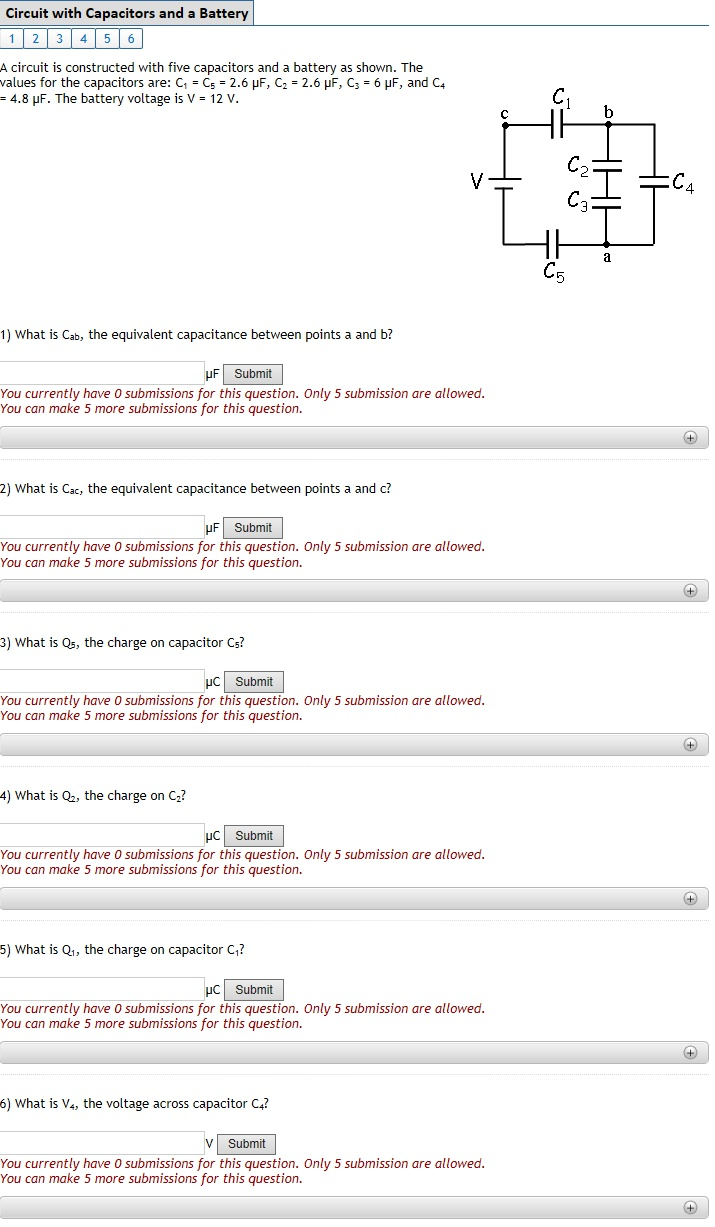 Solved A circuit is constructed with five capacitors and a