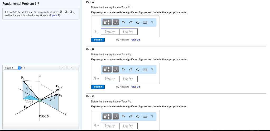 Solved If F= 580 N , determine the magnitude of forces F1, | Chegg.com