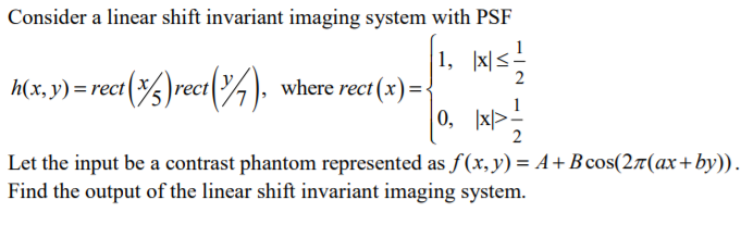 Solved Consider a linear shift invariant imaging system with | Chegg.com