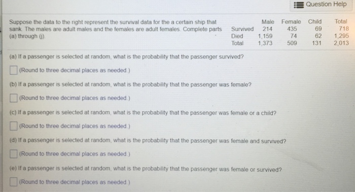 Solved Suppose the data to the right represent the survival | Chegg.com