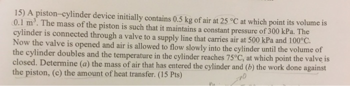 Solved A piston - cylinder device initially contains 0.5 kg | Chegg.com