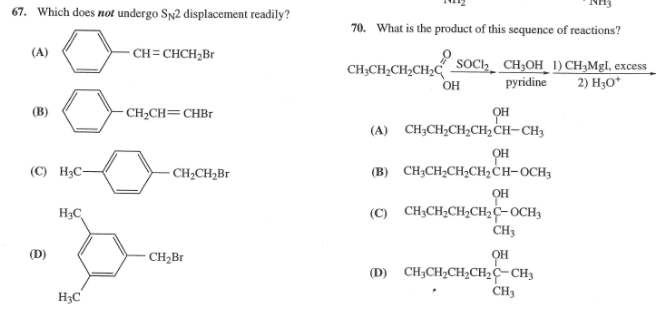 Solved Which does not undergo S_N2 displacement readily? | Chegg.com