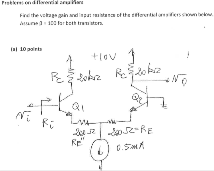 Solved Problems on differential amplifiers Find the voltage