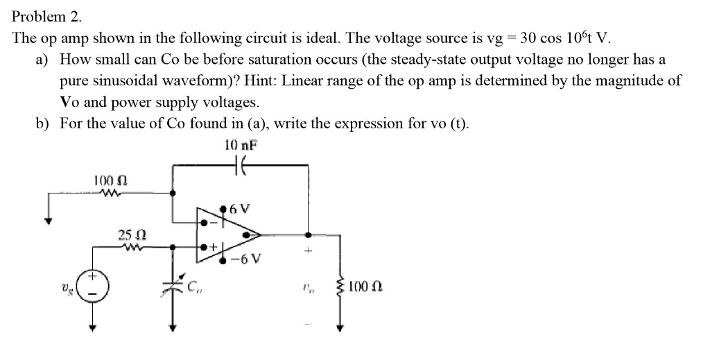 Solved Problem 2 The op amp shown in the following circuit | Chegg.com