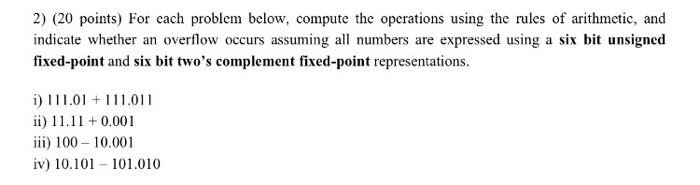 Solved For each problem below, compute the operations using | Chegg.com