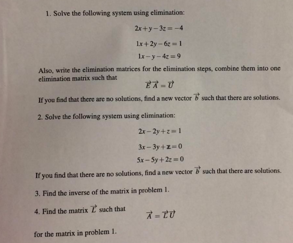 Solved Solve the following system using elimination: 2x + y | Chegg.com