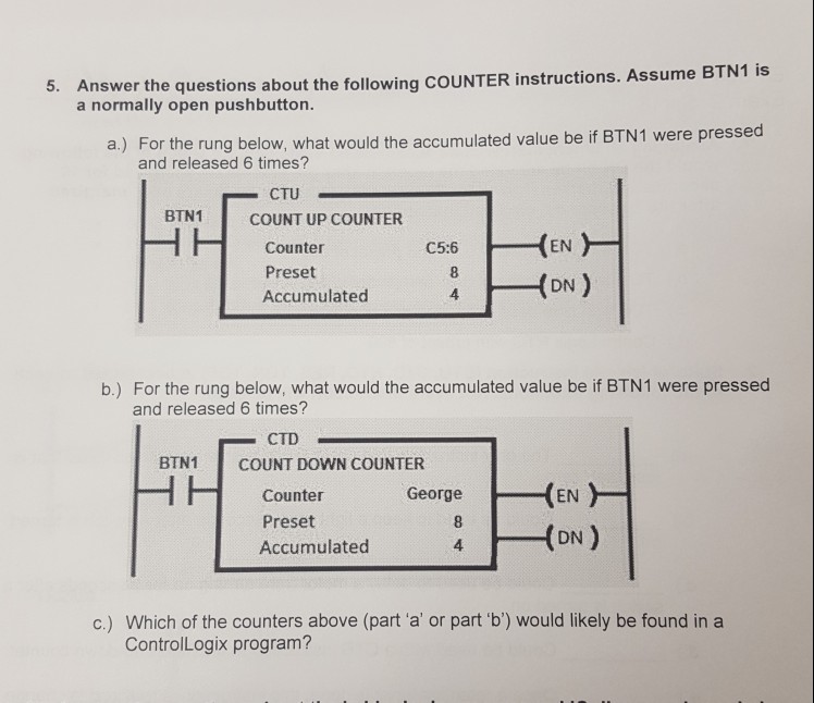 Solved 5. An Swer The Questions About The Following COUNTER | Chegg.com