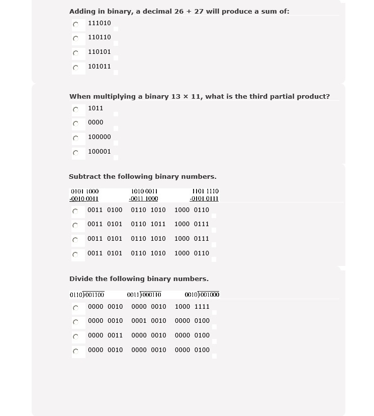 Solved Adding in binary, a decimal 26 + 27 will produce a | Chegg.com