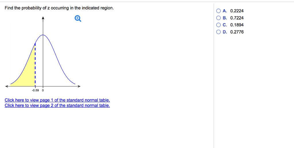 Find The Probability Of Z Occurring In The Indicated Region