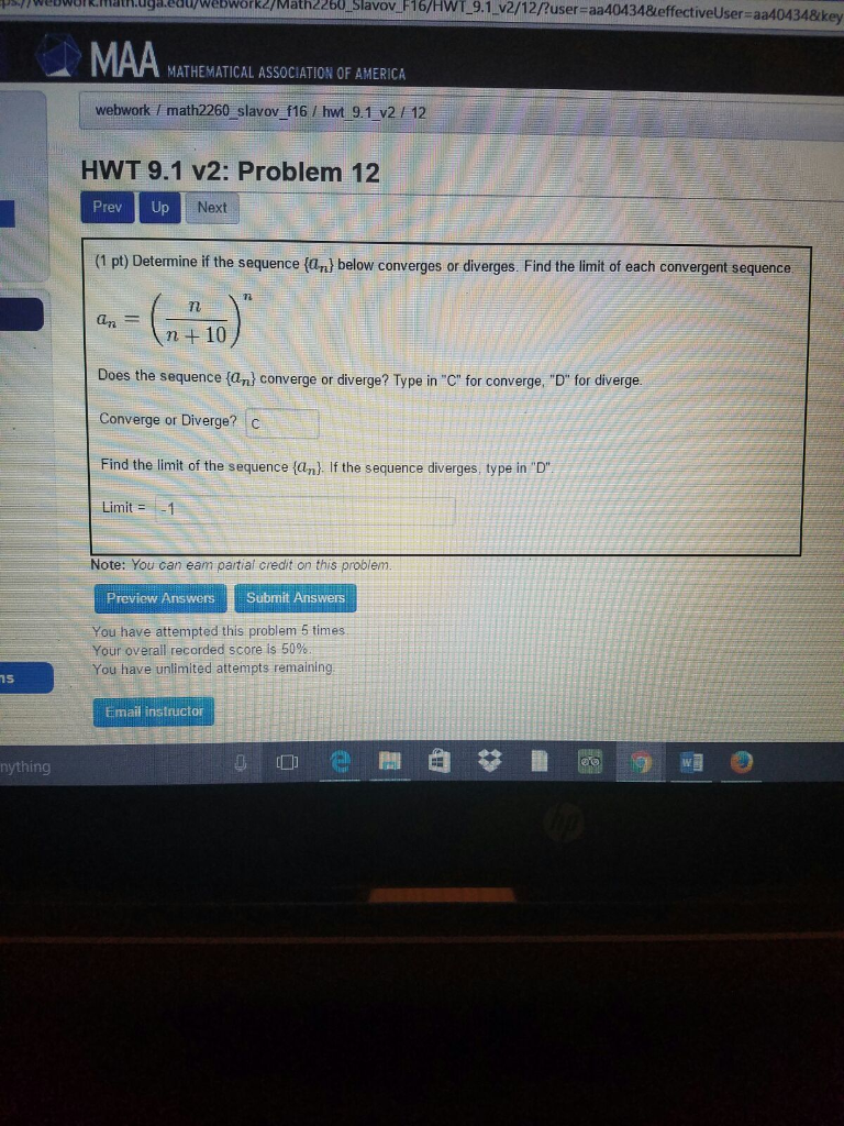 Solved: Determine If The Sequence a_n Below Converges Or... | Chegg.com