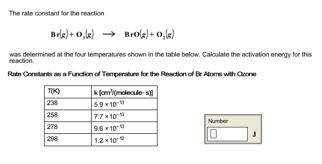 Solved The rate constant for the reaction was determined at | Chegg.com