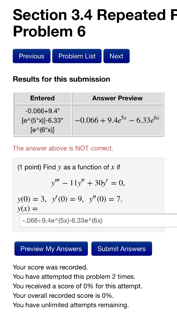 Solved Section 3.4 Repeated F Problem 6 Previous Problem | Chegg.com