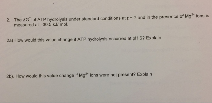 Solved The Delta G degree of ATP hydrolysis under standard | Chegg.com