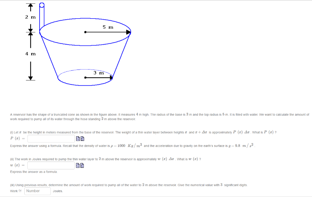 Solved A reservoir has the shape of a truncated cone as | Chegg.com