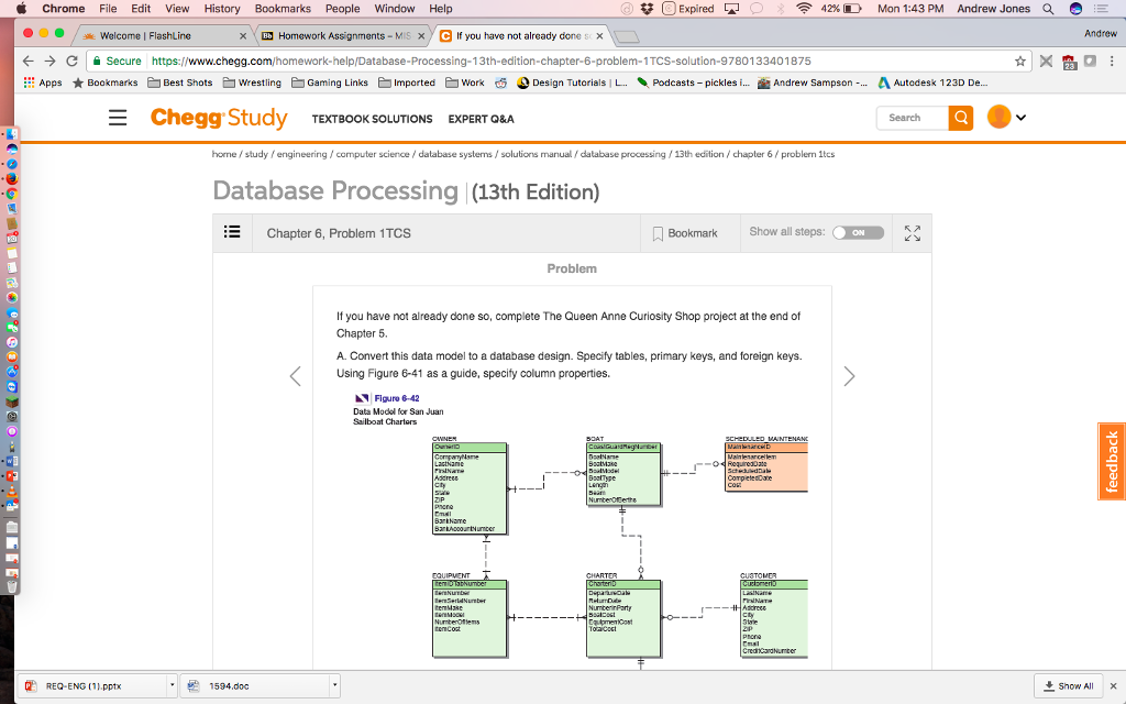 Solved Expired O 42% n Mon 1:43 PM Andrew Jones QA E Chrome | Chegg.com