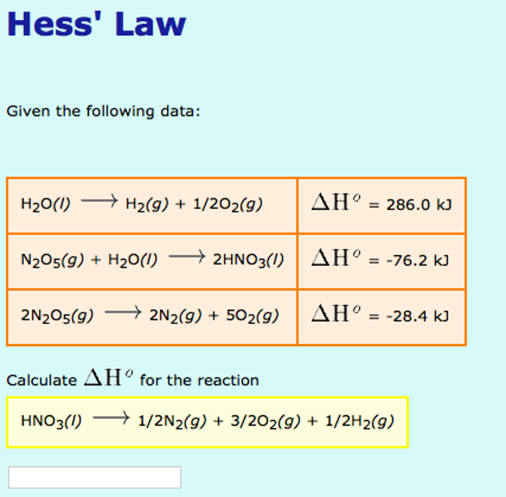 Solved Given the following data Calculate delta H^degree