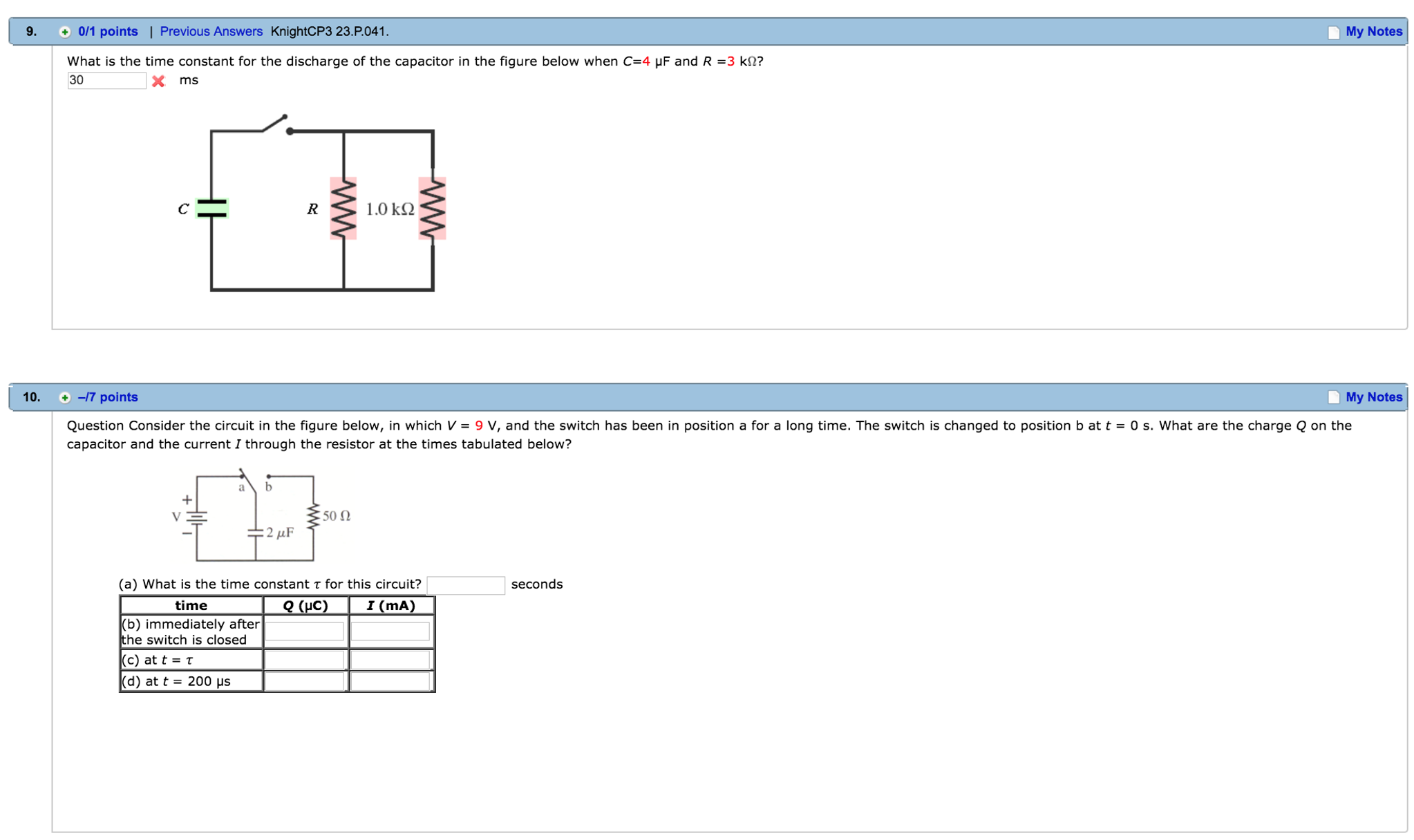 Solved What is the time constant for the discharge of the