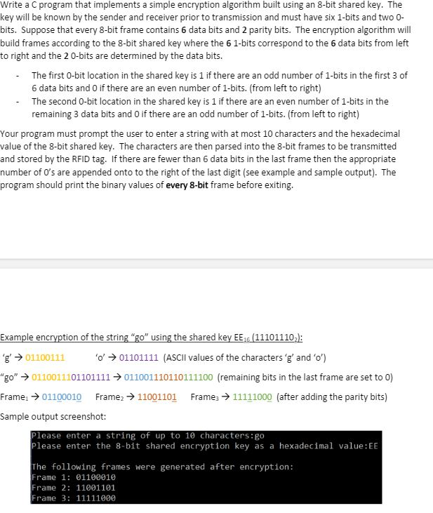 Solved Write A C Program That Implements A Simple Encryption 1837