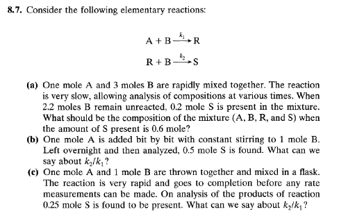 Solved 8.7. Consider the following elementary reactions: (a) | Chegg.com