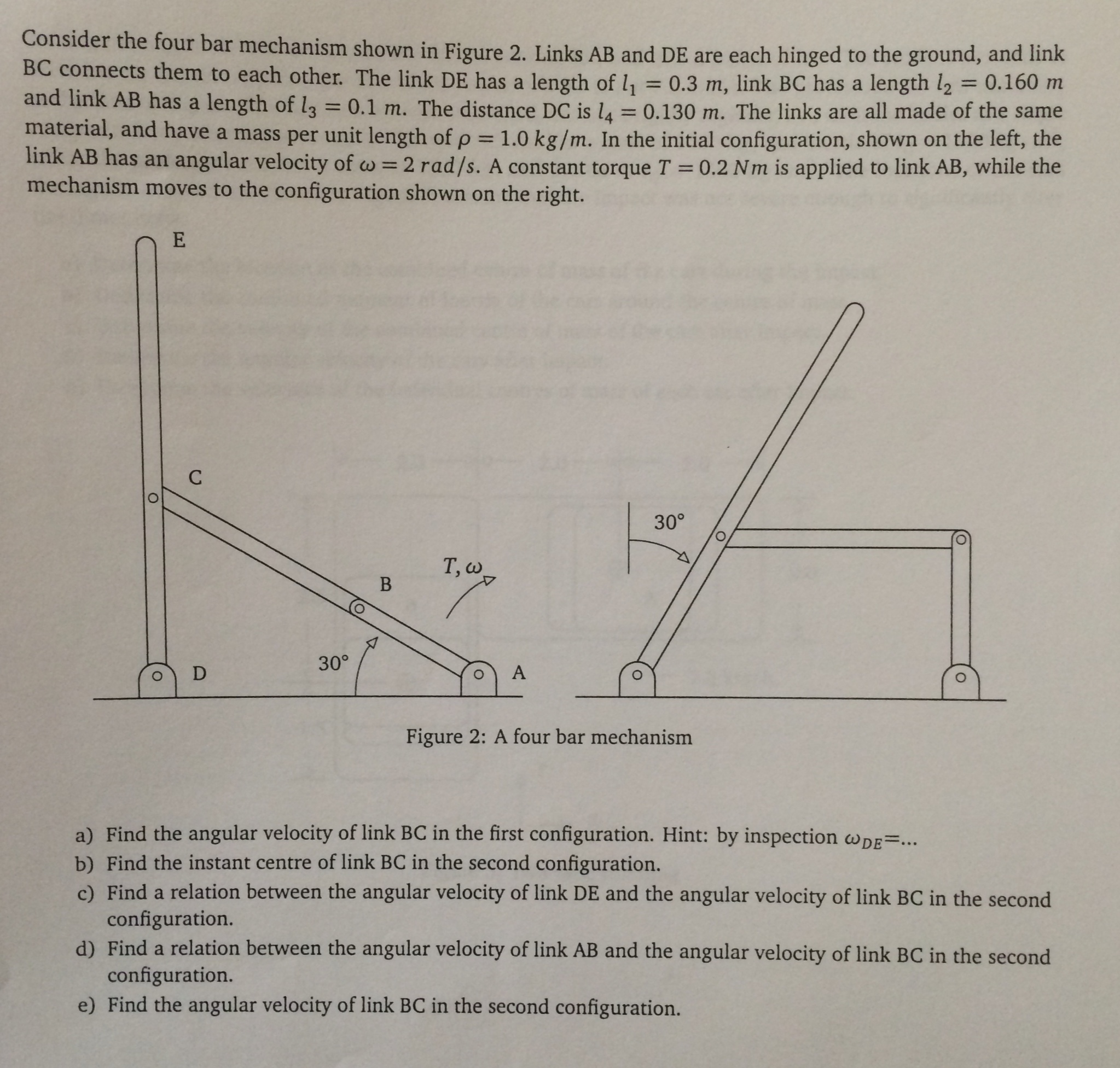 Solved Consider the four bar mechanism shown in Figure 2. | Chegg.com