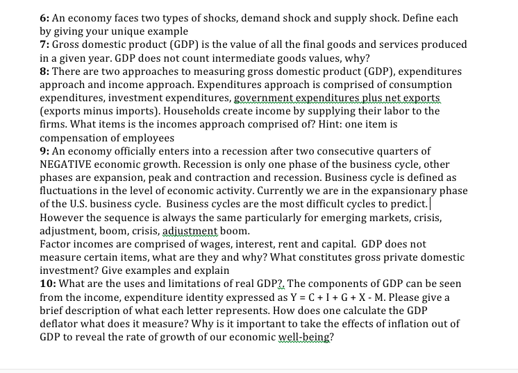 Solved 6 An economy faces two types of shocks, demand shock